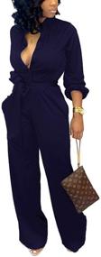 img 4 attached to 👗 Stunning Clubwear Rompers: Women's Elegant Long Sleeve Jumpsuits with Pockets