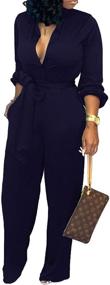 img 2 attached to 👗 Stunning Clubwear Rompers: Women's Elegant Long Sleeve Jumpsuits with Pockets