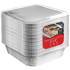 img 4 attached to 🥘 Convenient 8x8 Foil Pans with Lids (20 Count) for Easy Food Preparation and Storage