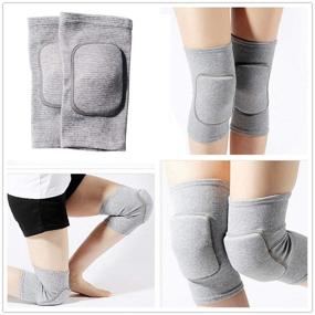 img 1 attached to LZEEM Soft Kneepads Cotton Volleyball Tennis 1 Pair-Women Pole Dance Yoga Knee Protector Guards For Athletic Use Adult Cycling Gym Workout Exercise Skating Knee Brace Support With Sponge (Gray