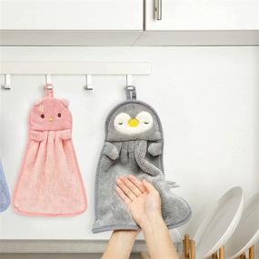 img 1 attached to 🐾 4-Pack of Adorable Microfiber Hand Towels - Extra-Thick Kids' Bathroom and Kitchen Hand Towels featuring Cartoon Animals - Highly Absorbent!