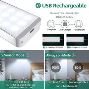 img 1 attached to 🔦 Enhanced LED Motion Sensor Closet Lights: Rechargeable, Dimmable & Remote Controlled - Perfect for Stairs, Wardrobes, Kitchens, Hallways - Set of 3