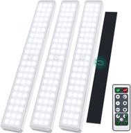 🔦 enhanced led motion sensor closet lights: rechargeable, dimmable & remote controlled - perfect for stairs, wardrobes, kitchens, hallways - set of 3 logo