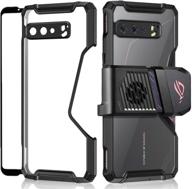 📱 ultimate protection: mme case for asus rog phone 3 - air trigger compatible military drop protective cover with tpu frame, acrylic back, camera protectors, and dust plugs (transparent) logo