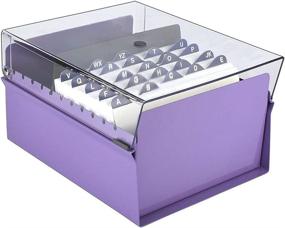 img 3 attached to 📂 Acrimet 5 X 8 Index Card File Holder Organizer with Metal Base - Heavy Duty (Includes AZ Index Cards and Divider), Purple Color with Clear Crystal Plastic Lid Cover