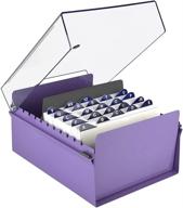 📂 acrimet 5 x 8 index card file holder organizer with metal base - heavy duty (includes az index cards and divider), purple color with clear crystal plastic lid cover логотип