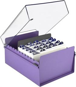 img 4 attached to 📂 Acrimet 5 X 8 Index Card File Holder Organizer with Metal Base - Heavy Duty (Includes AZ Index Cards and Divider), Purple Color with Clear Crystal Plastic Lid Cover