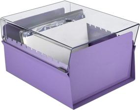 img 1 attached to 📂 Acrimet 5 X 8 Index Card File Holder Organizer with Metal Base - Heavy Duty (Includes AZ Index Cards and Divider), Purple Color with Clear Crystal Plastic Lid Cover