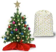 🌲 20" tabletop pre-lit mini christmas tree set: clear led lights, star treetop, ornaments, storage bag – best diy christmas decorations! логотип