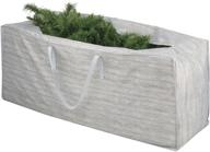 🎄 mdesign large storage bag with side handles - ideal for christmas trees, decorations, holiday storage, xmas, gift wrap rolls - soft stripe design in taupe/tan logo