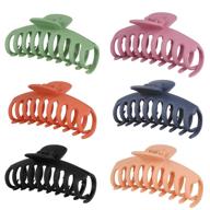 🌈 aoblah 6-piece non-slip big hair claw clips set for women and girls - extra strong hold 4.3 inch large hair clips for thick hair - cute acrylic banana hair clip fashion, matte finish - available in 6 vibrant colors logo