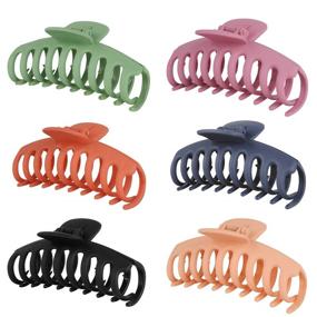 img 4 attached to 🌈 AOBLAH 6-Piece Non-Slip Big Hair Claw Clips Set for Women and Girls - Extra Strong Hold 4.3 Inch Large Hair Clips for Thick Hair - Cute Acrylic Banana Hair Clip Fashion, Matte Finish - Available in 6 Vibrant Colors