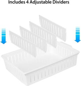 img 3 attached to 🗄️ Large White Lid Organizer for Food Storage Containers: Bawuie Plastic Lid Holder with 4 Adjustable Dividers for Kitchen Pantry Cabinet, Drawer, and Countertop Cupboards