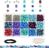 🔲 300+ matte crackle glass beads for jewelry making + 100 metal spacer beads | black cord & transparent stretch cord included logo