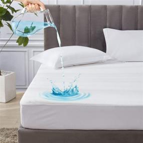 img 4 attached to 🛏️ Hansleep Queen Size Waterproof Mattress Protector: Ultra Soft Bamboo Mattress Pad Cover for Deep Pocket Beds up to 21 inches - 60x80 Queen