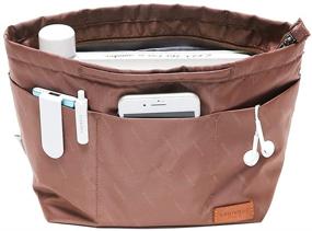 img 4 attached to 👛 Nylon Zippered iN. Purse Organizer Insert: Perfect for Women's Handbags & Totebags