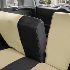 img 2 attached to FH Group FB039013BEIGE Multifunctional Cloth Split Bench Car Seat Cover (Full Coverage Car Bench Cover- Backrest Is Covered On All Sides)