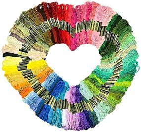 img 4 attached to 🌈 Premium Multi-Colored Embroidery Floss Thread: DIY Handmade Craft Rainbow Color Cross Stitch Threads, Friendship Bracelet String (100 pack)