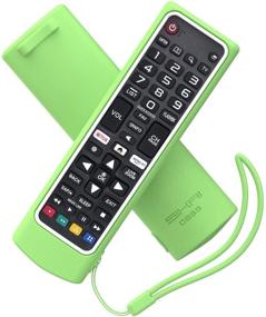 img 1 attached to 📺 SIKAI Silicone Case for LG Smart TV Remote AKB75095307 AKB75375604 AKB75675304 | Shockproof Protective Cover for LG TV Remote | Washable Skin-Friendly Sleeve | Anti-lost with Remote Loop | Glow Green-White