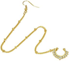 img 3 attached to 👃 Stylish Vcmart Fake Septum Rings: Trendy Indian Nose to Ear Chain Jewelry with Dangle Nose Chain Piercing – Faux Nose Ring Chain for Non-Pierced Option