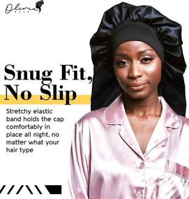 img 1 attached to Satin Lined Sleep Cap Sleeping Tools & Accessories for Bathing Accessories