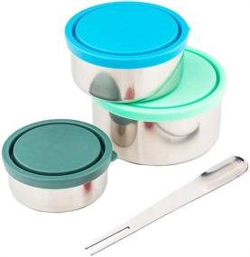 img 4 attached to 🍱 Timiuu Stainless Steel Lunch Box Set - Leak-proof, Reusable Food Storage Containers for Kids and Adults - Eco-Friendly and BPA Free - Set of 3 Containers in 5oz, 8oz, and 16oz Sizes