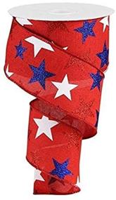 img 1 attached to 🌟 Red Glittered Stars Wired Edge Ribbon - 10 Yards, 2.5 inches