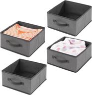 📦 mdesign soft fabric modular closet organizer boxes - charcoal gray, 4 pack - ideal for closet, bedroom, bathroom, home office, shelves - front pull handles hold clothing, bedding, accessories logo