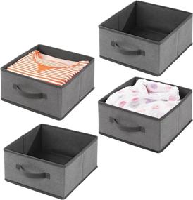 img 4 attached to 📦 mDesign Soft Fabric Modular Closet Organizer Boxes - Charcoal Gray, 4 Pack - Ideal for Closet, Bedroom, Bathroom, Home Office, Shelves - Front Pull Handles Hold Clothing, Bedding, Accessories