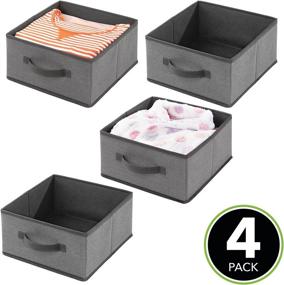 img 3 attached to 📦 mDesign Soft Fabric Modular Closet Organizer Boxes - Charcoal Gray, 4 Pack - Ideal for Closet, Bedroom, Bathroom, Home Office, Shelves - Front Pull Handles Hold Clothing, Bedding, Accessories