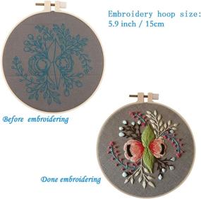 img 3 attached to Complete Embroidery Starter Kit with Color Pattern, Cross Stitch Kit Including Embroidery Cloth, Hoop, Color Threads, and Tools Set – Floral Garland Design