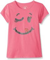 sparkling little sleeve glitter smiley screen 💫 girls' tops, tees & blouses: adds joy and style! logo