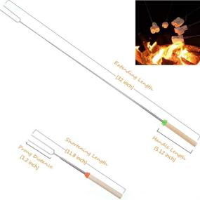 img 3 attached to Pack of 4 Extendable 32-Inch Telescopic Marshmallow Skewers & Hot Dog Forks with Wooden Handle and Storage Bag for Campfire BBQ, Backyard, and Fire Pit Cooking