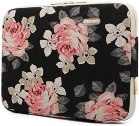 img 3 attached to 🌹 kayond Black Rose Pattern Canvas Water-Resistant Laptop Sleeve for 17 Inch Devices