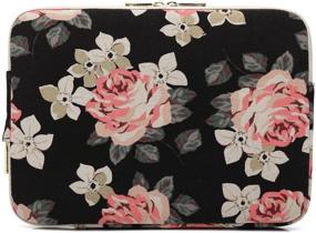 img 2 attached to 🌹 kayond Black Rose Pattern Canvas Water-Resistant Laptop Sleeve for 17 Inch Devices