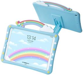 img 4 attached to 🌈 Premium Rainbow Bridge Case for 9.7inch iPad 5th/6th Gen 2017/2018, Shockproof Silicone Back Cover with Built-in Bracket, Food-Grade Silica Gel, Ideal for Children