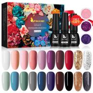 💅 ultimate mild east gel nail polish kit: 23-piece set with nude pink, sliver gold glitter, acrylic powder, glossy & matte top coats - perfect uv gel nail polish gift set for women logo