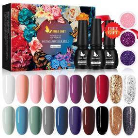 img 4 attached to 💅 Ultimate MILD EAST Gel Nail Polish Kit: 23-Piece Set with Nude Pink, Sliver Gold Glitter, Acrylic Powder, Glossy & Matte Top Coats - Perfect UV Gel Nail Polish Gift Set for Women