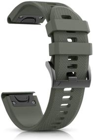 img 4 attached to Premium OMZ-Compatible Fenix 5 Band - Easy Fit 22mm Width Silicone Watch Bands - Replacement for Fenix 5 Plus, Fenix 6, Forerunner 935, and More - ArmyGreen