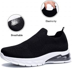 img 2 attached to 👟 QINGTSY Women's Slip-On Sock Sneakers: Stylish Comfy Nursing Work Shoes with Air Cushion & Mesh for Walking, Running, and Jogging