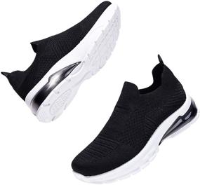 img 4 attached to 👟 QINGTSY Women's Slip-On Sock Sneakers: Stylish Comfy Nursing Work Shoes with Air Cushion & Mesh for Walking, Running, and Jogging