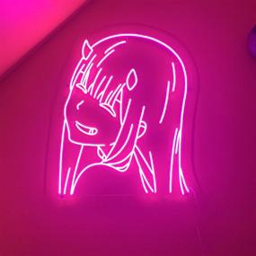 img 4 attached to 🌟 FARNEW Anime Zero Two Visual Neon Sign Light Art Wall Lights for Home Bar Club Decorations and Gifts