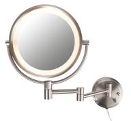 💡 conair wall mounted lighted makeup mirror - round shape (1x/8x magnification, brushed nickel finish) logo