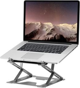 img 4 attached to Awesome Laptop Stand - Portable Aluminum Ergonomic Riser for Computer & Notebook - Foldable Laptop Lift, Adjustable Height - Compatible with MacBook and All Laptops Tablets 10-17