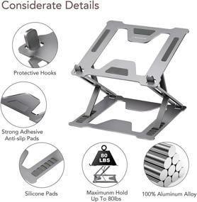 img 1 attached to Awesome Laptop Stand - Portable Aluminum Ergonomic Riser for Computer & Notebook - Foldable Laptop Lift, Adjustable Height - Compatible with MacBook and All Laptops Tablets 10-17