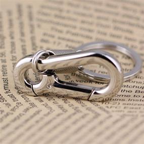 img 1 attached to Maycom Retro Style Simple Strong Carabiner Shape Keychain Key Chain Ring Keyring Keyfob Key Holder (Polished Silver)