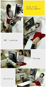 img 2 attached to 🛏️ Adjustable Bedside Laptop Stand with Keyboard Holder - Rotating Table for Sofa, Computer Monitor Mount - Lapdesk OK610 OK611 (OK611b)