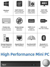 img 2 attached to 🖥️ MeLE Quieter2Q Fanless Mini PC 8GB RAM 128GB SSD Windows 10 Pro Celeron J4125 Dual 4K Display HDMI Portable Desktop Computer, 2.4G/5G Dual-Band WiFi, Bluetooth 4.2, Expandable Storage up to 4TB