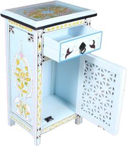 img 2 attached to 💙 Exquisite Moroccan Turquoise Nightstand Table with Arabic Design and Elegant Glass Top