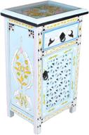 💙 exquisite moroccan turquoise nightstand table with arabic design and elegant glass top логотип